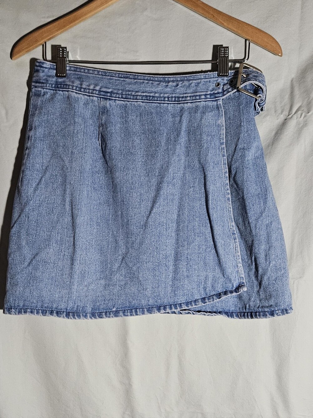 Limited Vtg Denim Wrap Mini Skirt - Light Blue